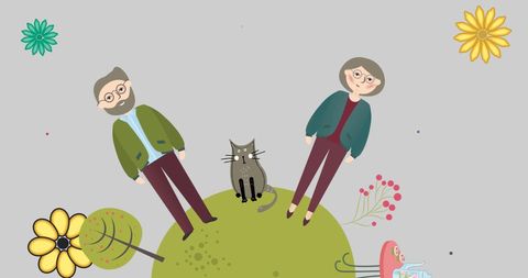 Happy Family with Pets in Nature Fantasy Illustration - Download Free Stock Images Pikwizard.com