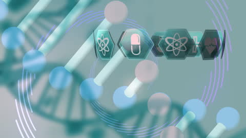 Futuristic DNA and Technology Interface with Businesswoman