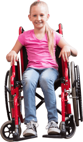 transparent image of smiling girl on red wheelchair - Download Free Stock Videos Pikwizard.com