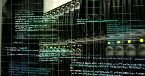 Cybersecurity Interface in Server Room with Digital Grid Overlay - Download Free Stock Images Pikwizard.com