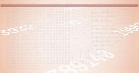 Soft peach data dashboard with hex grid and faded code panel for minimal tech background