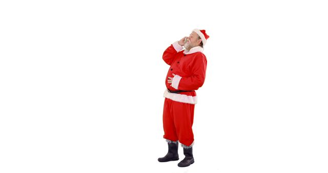 Man in Santa Claus costume holding belly and yawning - Download Free Stock Images Pikwizard.com