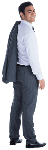 Transparent Background Smiling Businessman Posing in Suit