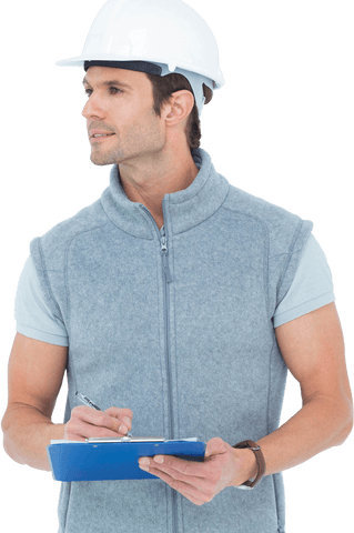 confident architect inspecting blueprint with clipboard transparent background - Download Free Stock Videos Pikwizard.com