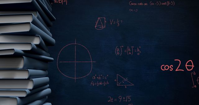 Stack of Books With Mathematical Equations and Graphs on Dark Background - Download Free Stock Images Pikwizard.com