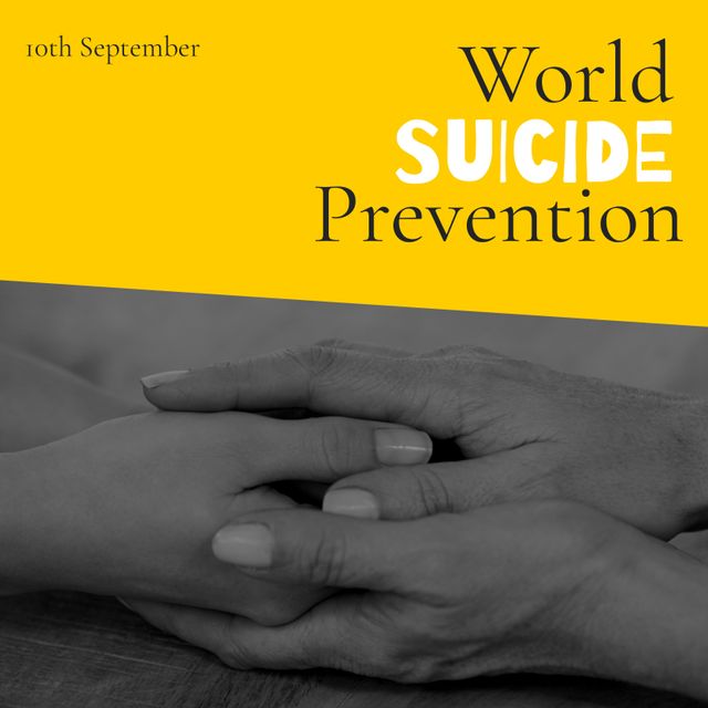Image showing supportive hands holding each other, representing unity and kindness for World Suicide Prevention Day. Ideal for campaigns, mental health awareness promotions, and social media posts to spread empathy and support.