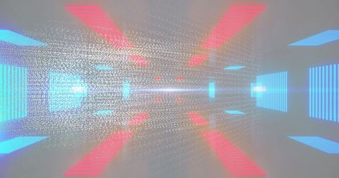 Vibrant neon light patterns in futuristic grey space