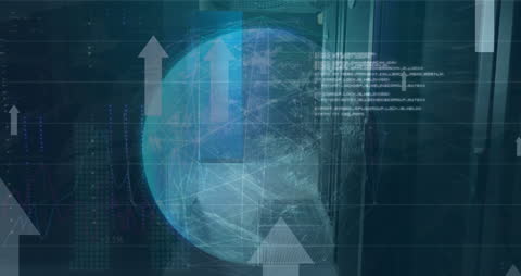 Futuristic Global Digital Interface with Data Arrows