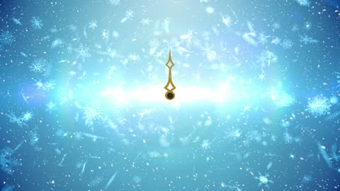 Clock With Snowflakes on Blue Winter Holiday Background