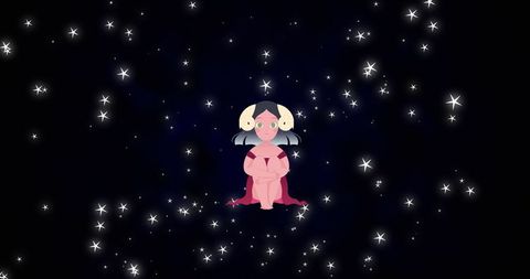 Virgo Zodiac Maiden in Starlit Outer Space Illustration