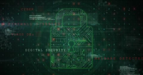 Digital Security Hologram with Coding Interface and Padlock Illustration - Download Free Stock Images Pikwizard.com