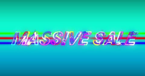 Vibrant Glitch Massive Sale Advertisement on Turquoise