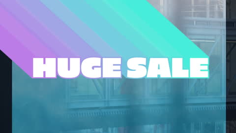 Huge Sale Announcement with Dynamic Urban Background