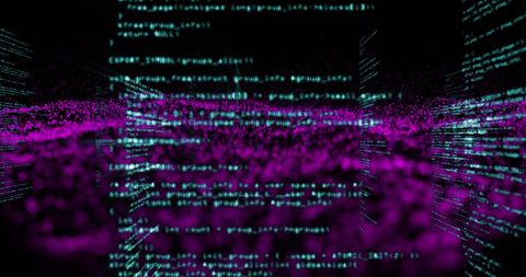 Abstract Digital Code with Vibrant Purple Particles - Download Free Stock Images Pikwizard.com