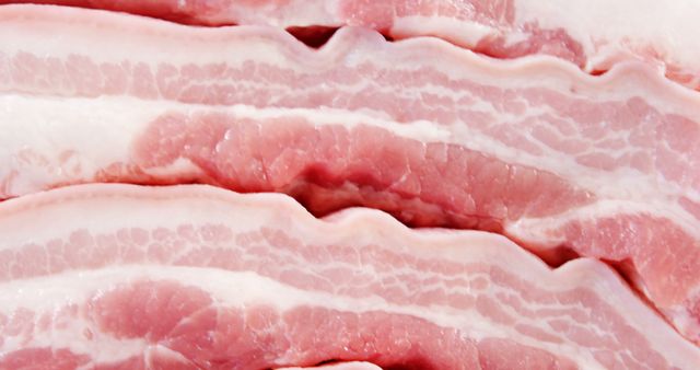 Close-Up of Raw Bacon Slices Showing Fat Layers - Download Free Stock Images Pikwizard.com