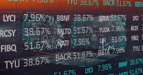 Global Financial Data with Cityscape and Mathematical Projections - Download Free Stock Images Pikwizard.com