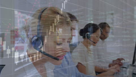 Team of Operators with Financial Data Overlay