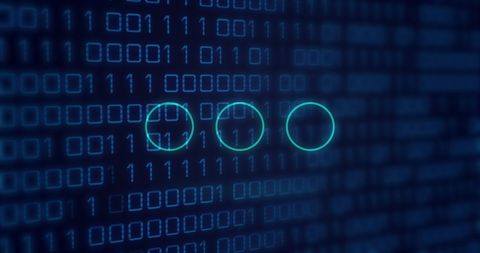 Futuristic Digital Interface with Binary Code and Neon Circles - Download Free Stock Images Pikwizard.com