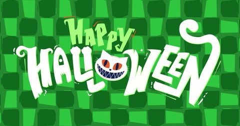 Playful halloween text on green abstract background