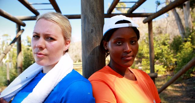 Two Female Athletes Relaxing after Outdoor Workout - Download Free Stock Images Pikwizard.com