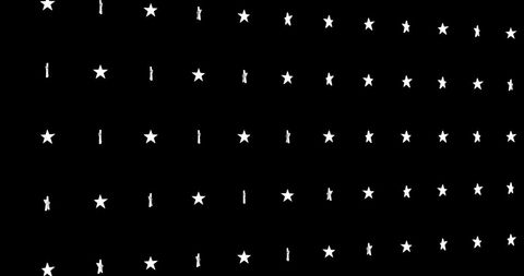Seamless loop of white stars in formation on black background