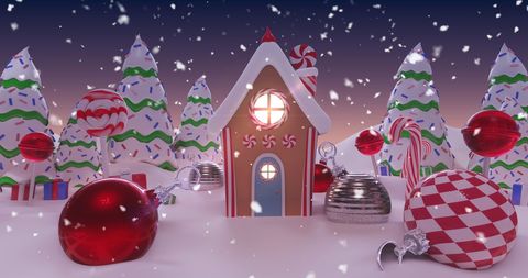 Whimsical Christmas Gingerbread House in Snowy Candy Wonderland - Download Free Stock Images Pikwizard.com