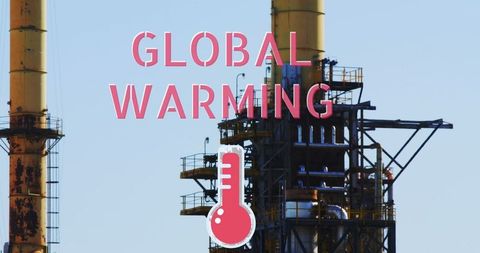 Industrial plant highlighting impact on global warming