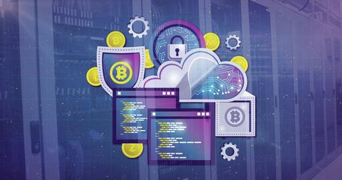 Blockchain Security and Cryptocurrency Technology Concept Art