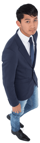 Biracial Businessman in Suit and Jeans on Transparent Background