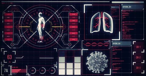 Digital Medical Interface Showing Covid-19 and Human Body Analysis