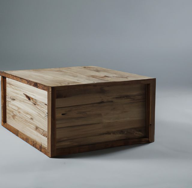 Image of close up of wooden box table on grey background - Download Free Stock Photos Pikwizard.com
