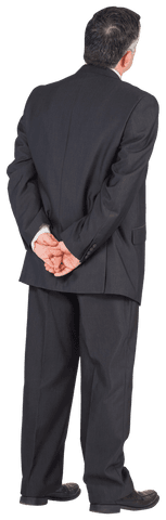 Transparent Viewing Thoughtful Businessman Back View