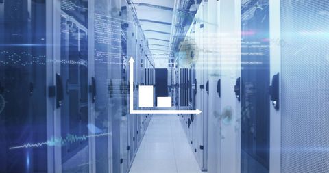 Futuristic Server Room with Digital Interface and Data Processing - Download Free Stock Images Pikwizard.com