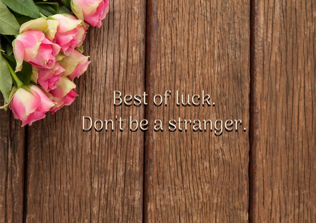 Good Luck Message with Pink Flowers on Wooden Background - Download Free Stock Templates Pikwizard.com