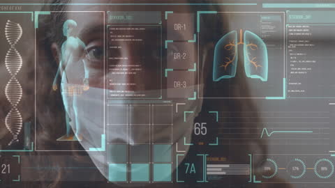 Futuristic Medical Technology Interface with Covid-19 Precautions