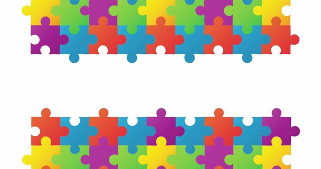 Image of colourful puzzle pieces forming hand on white background. Autism learning difficulties support and awareness concept digitally generated image.