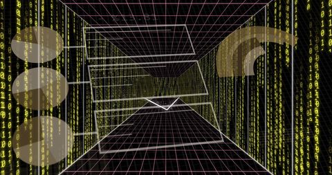 Futuristic Digital Tunnel with Binary Code Patterns - Download Free Stock Images Pikwizard.com