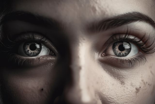 Close up of woman's eyes in black and white, created using generative ai technology - Download Free Stock Photos Pikwizard.com
