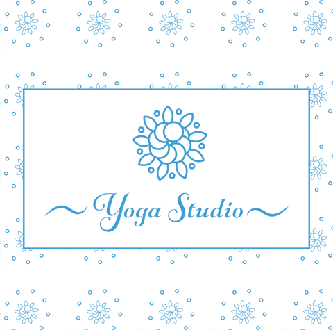 Blue abstract floral frame on transparent background yoga studio design
