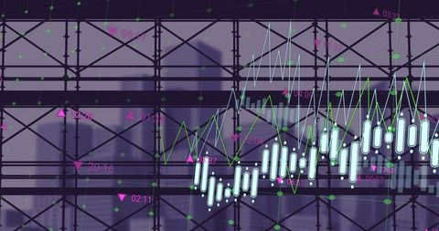 Financial Data Charts Projected Over Urban Skyline - Download Free Stock Images Pikwizard.com