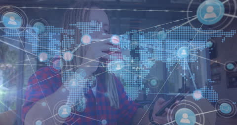 Networking Concept with Digital Globe and Profile Connections