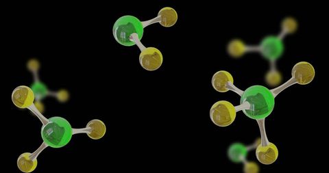 3d render of colorful molecules on black background