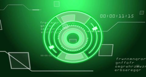 Futuristic technology interface with timecode and code strings