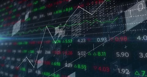 Dynamic Financial Data Display with Line Graphs and Stock Prices - Download Free Stock Images Pikwizard.com