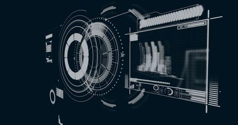 Futuristic user interface with data scanning elements