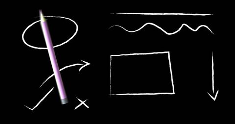 Animated pencil illustrating educational concepts on black background