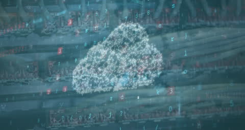 Digital Cloud with Security Concept over Modern Cityscape