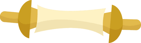 Flat design parchment scroll with wooden rods on transparent background