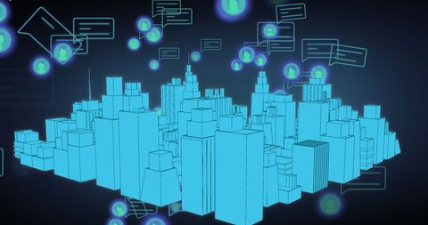 Digital cityscape communication concept