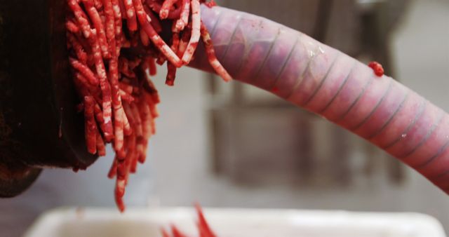 Minced Meat Exiting Grinder at Butcher Shop - Download Free Stock Images Pikwizard.com